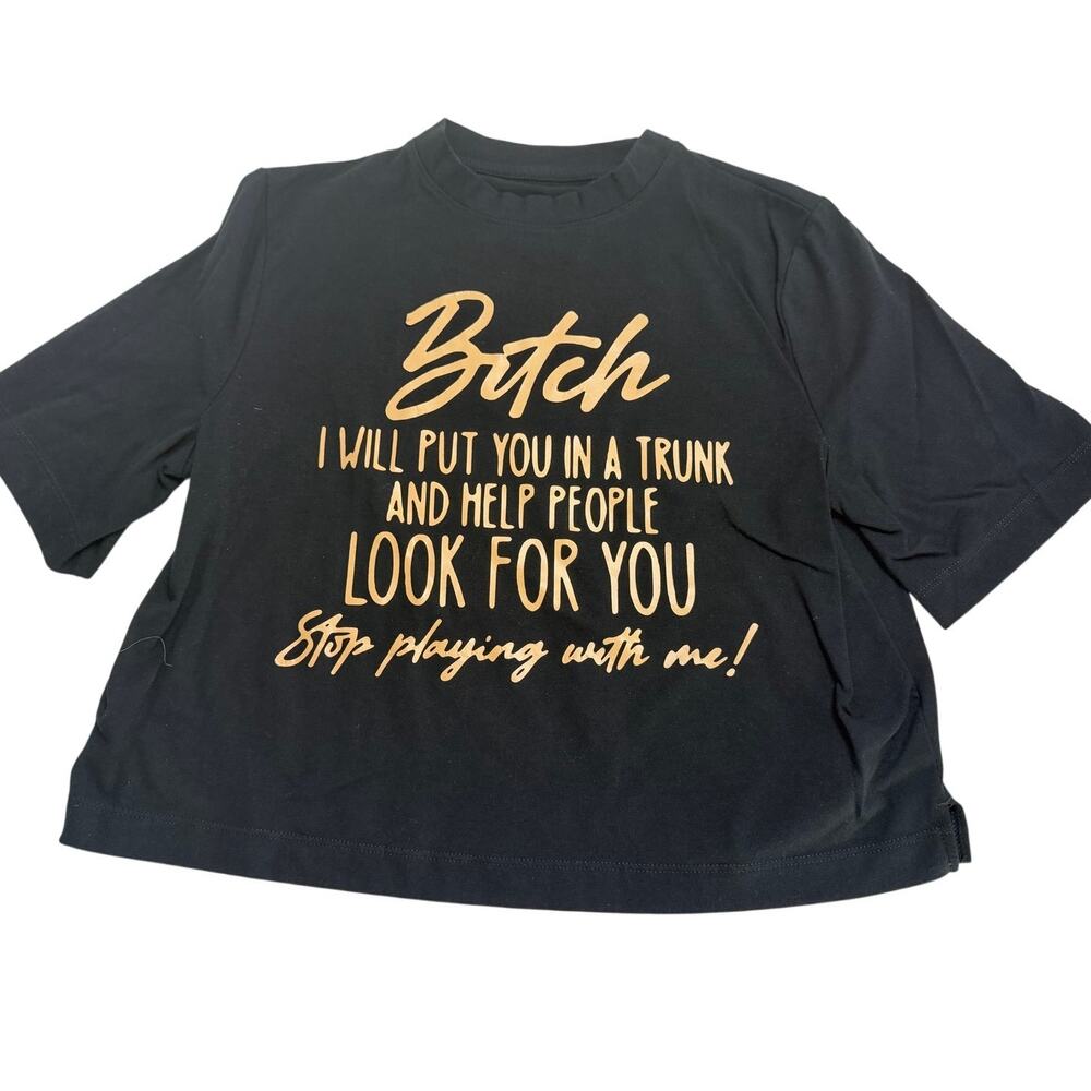 A new day Black Women's t-shirt with gold graphic Size XS